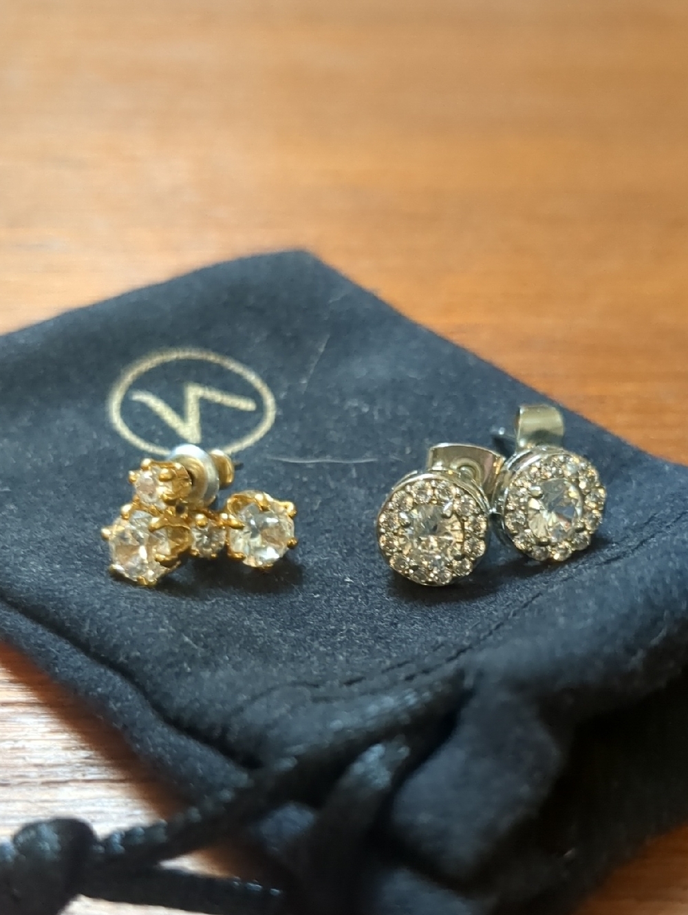 Gold and Silver Crystal Stud Earring Set